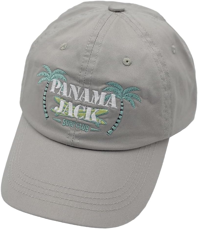 Panama Jack Surf Club Baseball Cap, Adjustable Closure, Packable, Lightweight, 3" Brim (Putty)