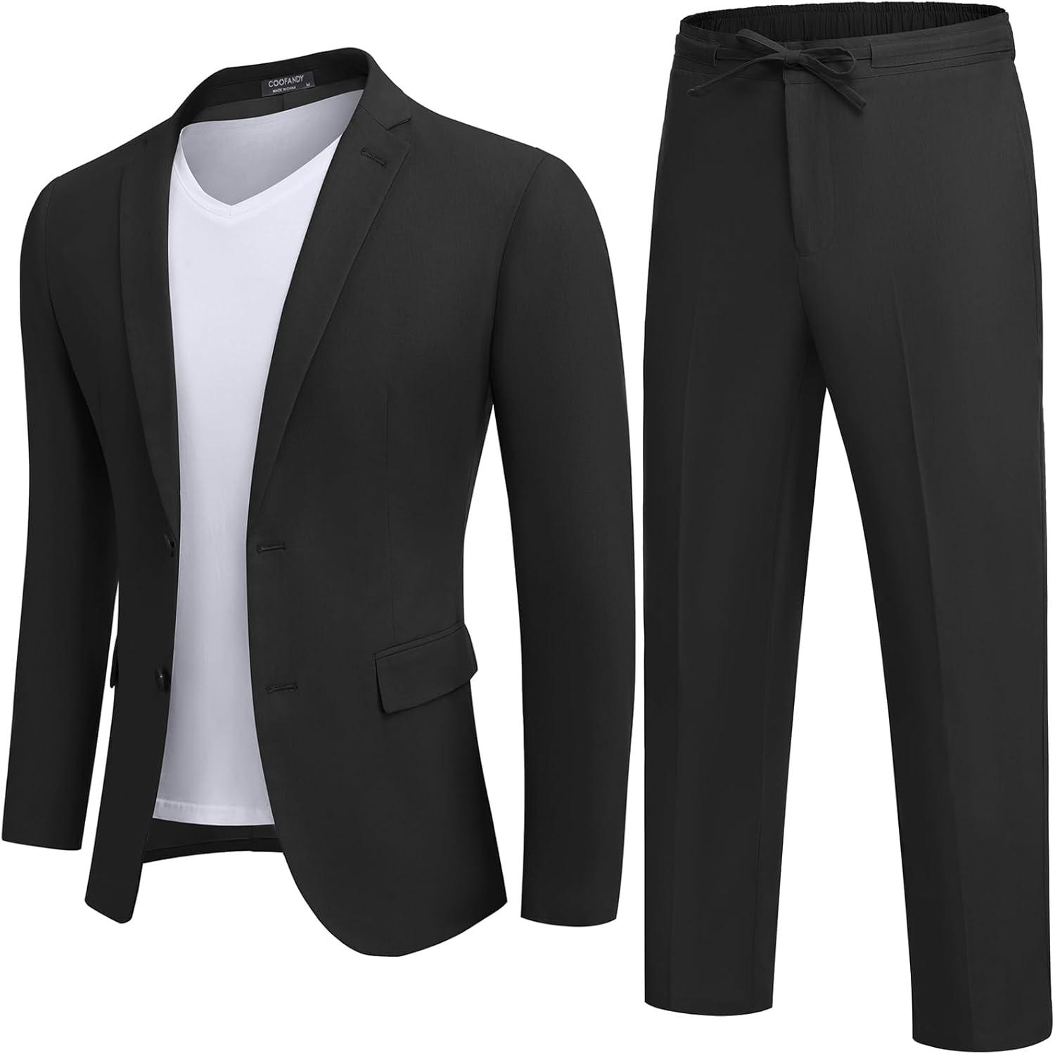 COOFANDY Men's 2 Piece Linen Suits Set Regular Fit Casual Lightweight Blazer Jacket and Pants - Image 3