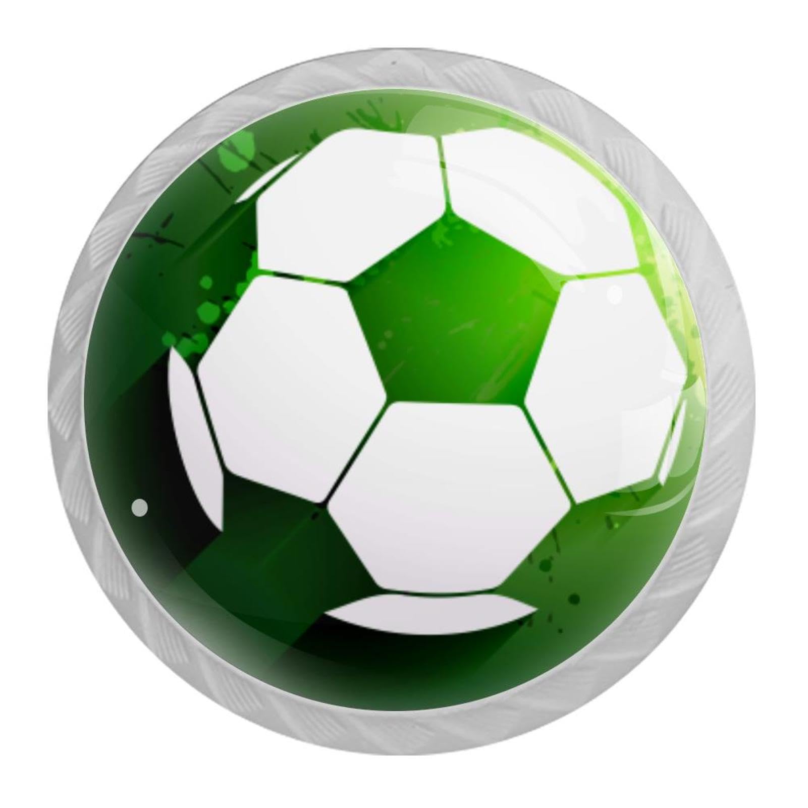 Tqmspg Multi02 4 Pieces Drawer Pulls Soccer Football Door Knobs Dresser Handles For Kitchen Wardrobe Cupboard Hardware Furniture