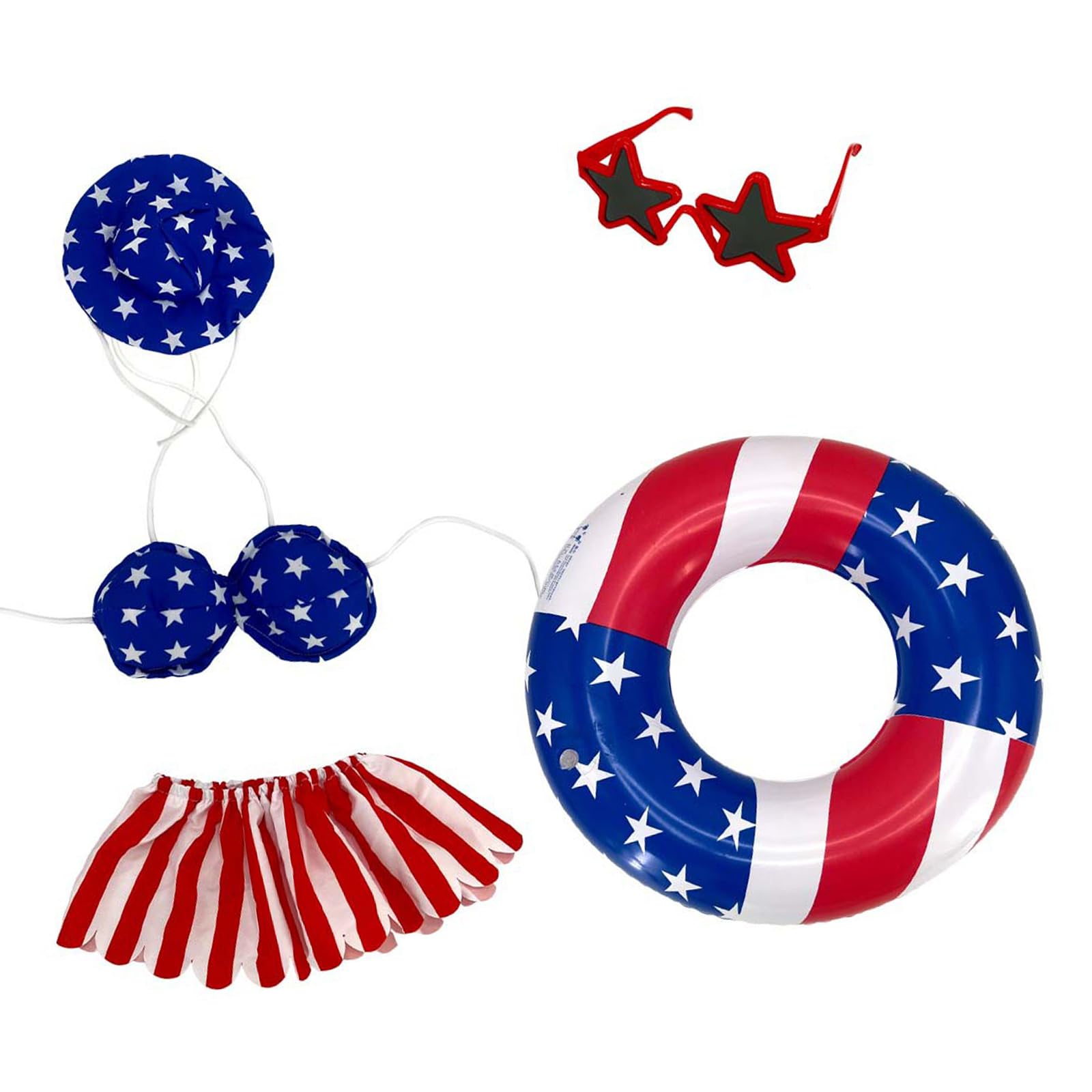 Hsyzygian Independence Day Beachwear Set Porch Geese Attire Complete with Bikinis Top Skirt Hat and Pool Accessories Instagrammable Waterfowl Outfit