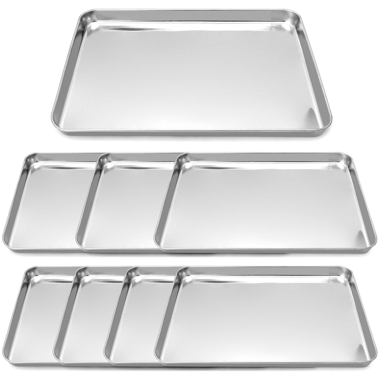 QWORK 2 Pack Stainless Steel Instrument Tray Multipurpose Tray for Lab Instruments, Craft Tools, Household Organization,10 5/8" x 6 11/16" x 1 5/16", Flat Bottom — Amazon image 12