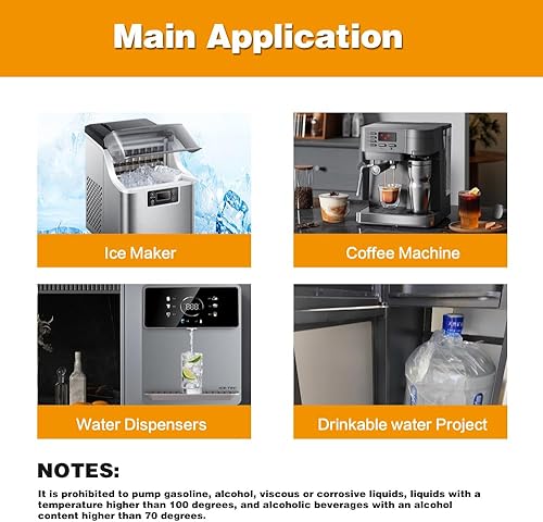 Miniatura 6 de Mini bomba eléctrica de repuesto DC de 12 V para máquina de hielo, máquina de café y dispensador de agua, bomba de transferencia de agua de