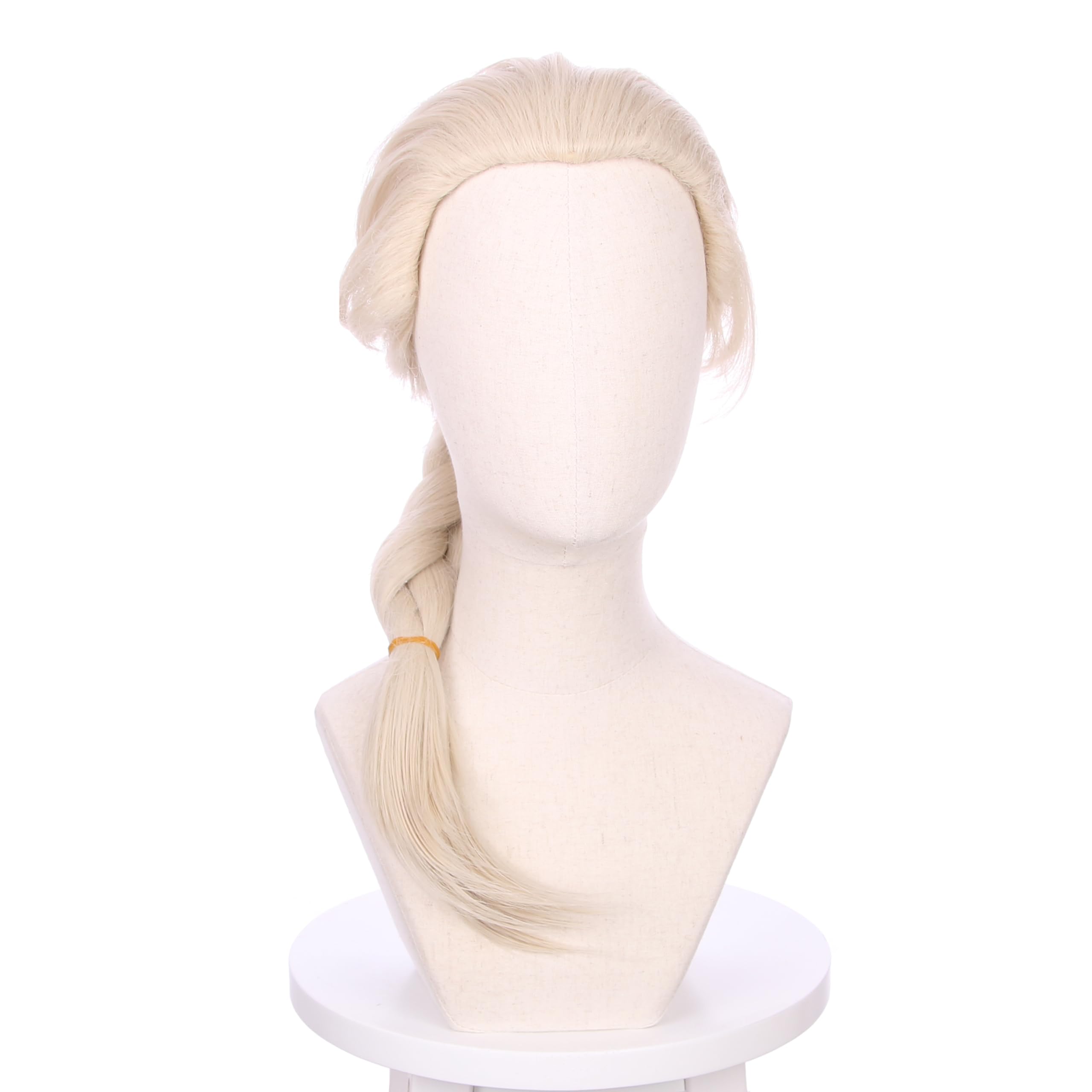 DUDUWIG Girls Blonde Braided Ponytail Wig Kids Long Platinum Blonde Wig for Cosplay Heat Resistant Synthetic Wig with Wig Cap