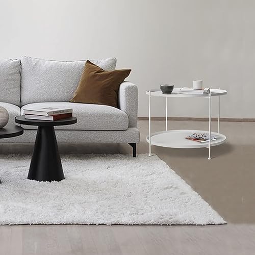 Miniatura 3 de Mesa auxiliar moderna de metal, mesa auxiliar redonda de 27.6 pulgadas para interiores y exteriores, mesa de centro pequeña para sala de estar,