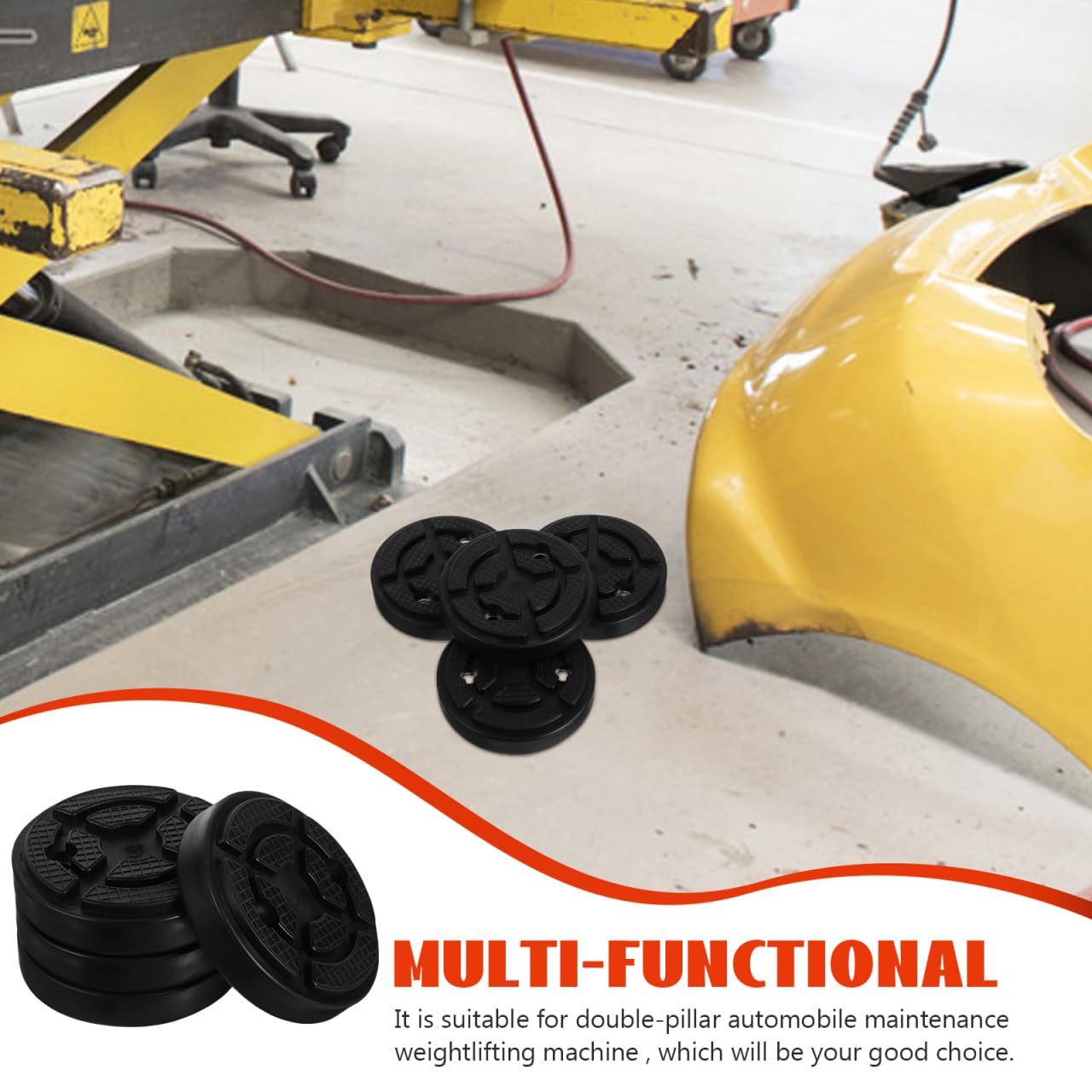 Amosfun Lot de 4 patins en caoutchouc pour élévateurs de voiture - Noir