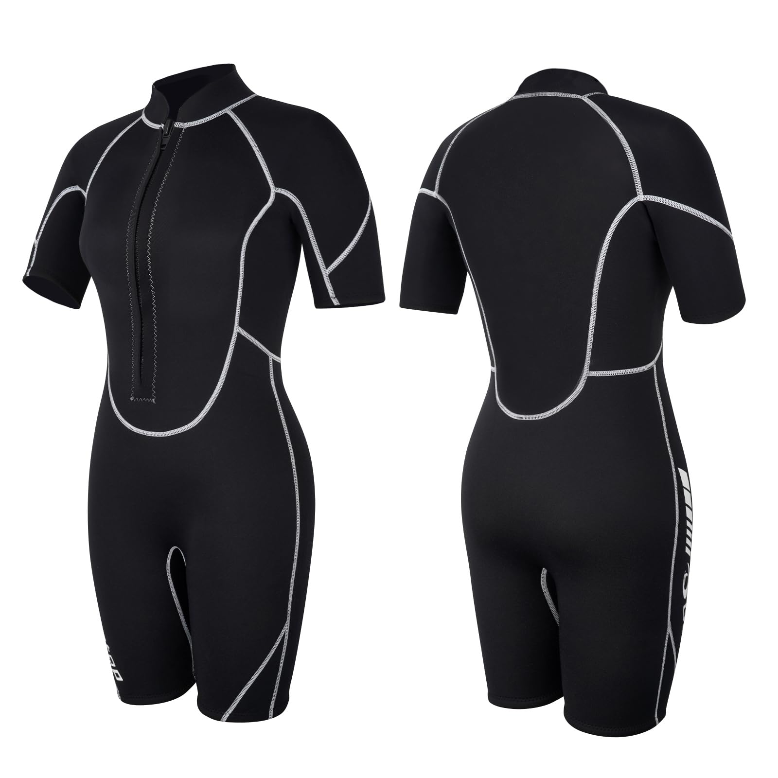 Owntop Combinaison shorty en néoprène 3/2 mm pour homme/femme - Fermeture éclair à l'avant - Pour la plongée, le surf, le surf - Manches courtes - En néoprène stretch - Pour sports nautiques