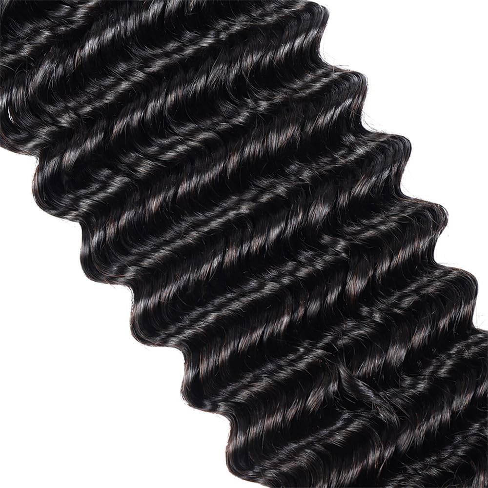 Human Braiding Hair 22 Inch 100g 2 Bundles/Pack Bulk Deep Wave No Weft Human Hair for Boho Box Braids Extensions #1B Natural Black