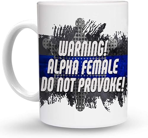 Makoroni  ADVERTENCIA ALPHA FEMENINA NO PROVOKE! Police policía policía  11 oz única taza de café, taza de café
