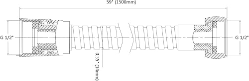 Miniatura 4 de Purelux, sustitución con doble bloqueoManguera de regadera de acero inoxidable, con accesorios de latón., HS010008