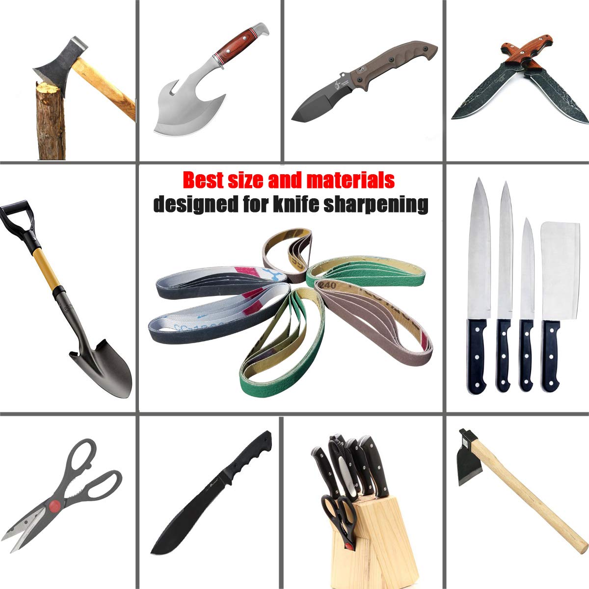 24 Pcs 1/2" x 12" Replacement Belt Kit for Work Sharp Original Knife & Tool Sharpener and Combo Knife Sharpener (WSKTS & WSKTS-KT) - 80/120/240/400/1000/1200 Grits.