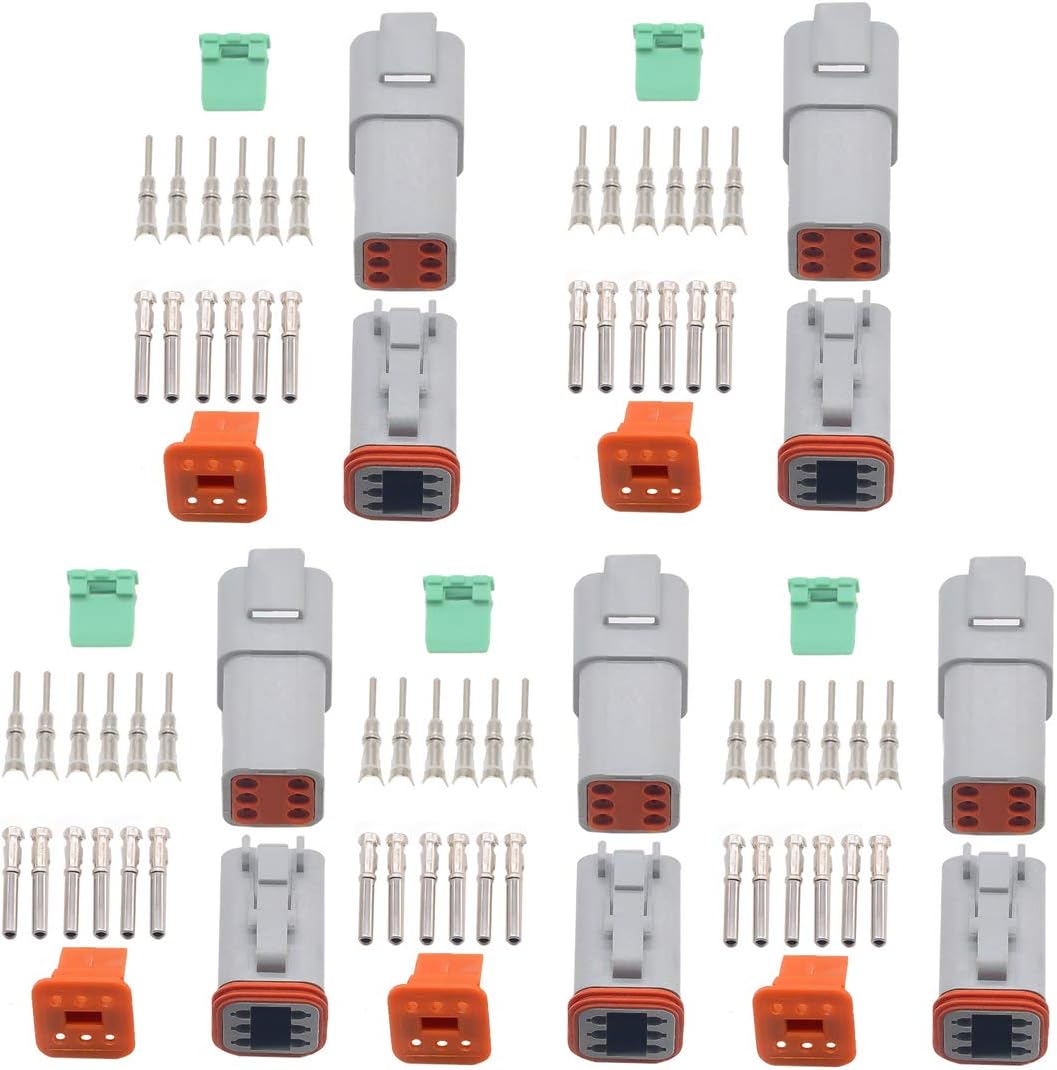 5 sets Kit DT 6 Pin Waterproof Electrical Wire Connector plug Kit 22-16AWG DT06-6S DT04-6P