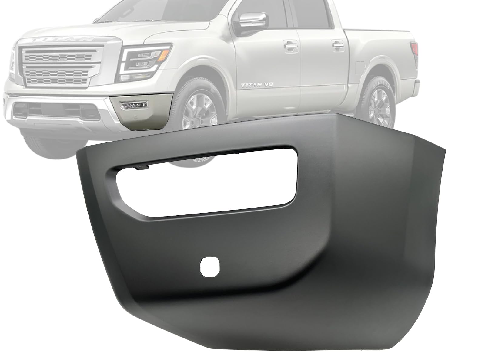 APA Replacement Front Bumper Corner Cover for 2020 2021 2022 2023 Titan with Parking Sensor Hole Driver Left Side 620259FV1H NI1016103