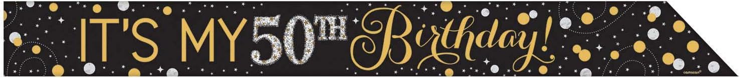 Amscan 399643 - Gold Sparkling Celebration Add-an-Age Sash Includes Number & Letter Stickers for 1st to 100th - 1.52m