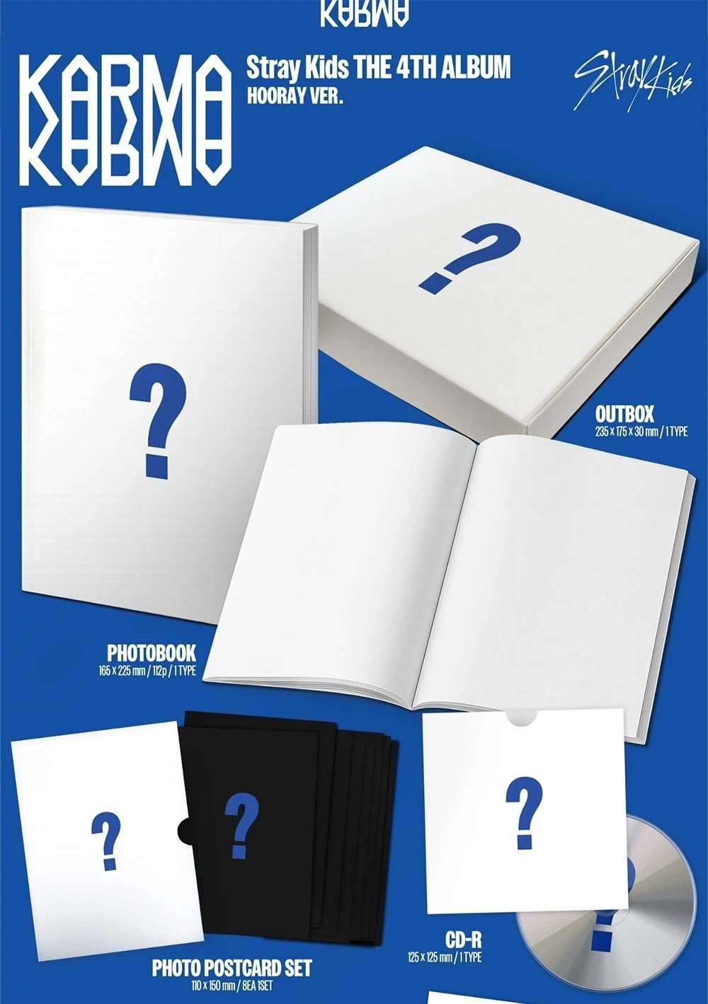 HOORAY. STRAY KIDS KARMA The 4th Album STANDARD. Photo Book+10 Card+Sticker+Poster+POB+GIFT