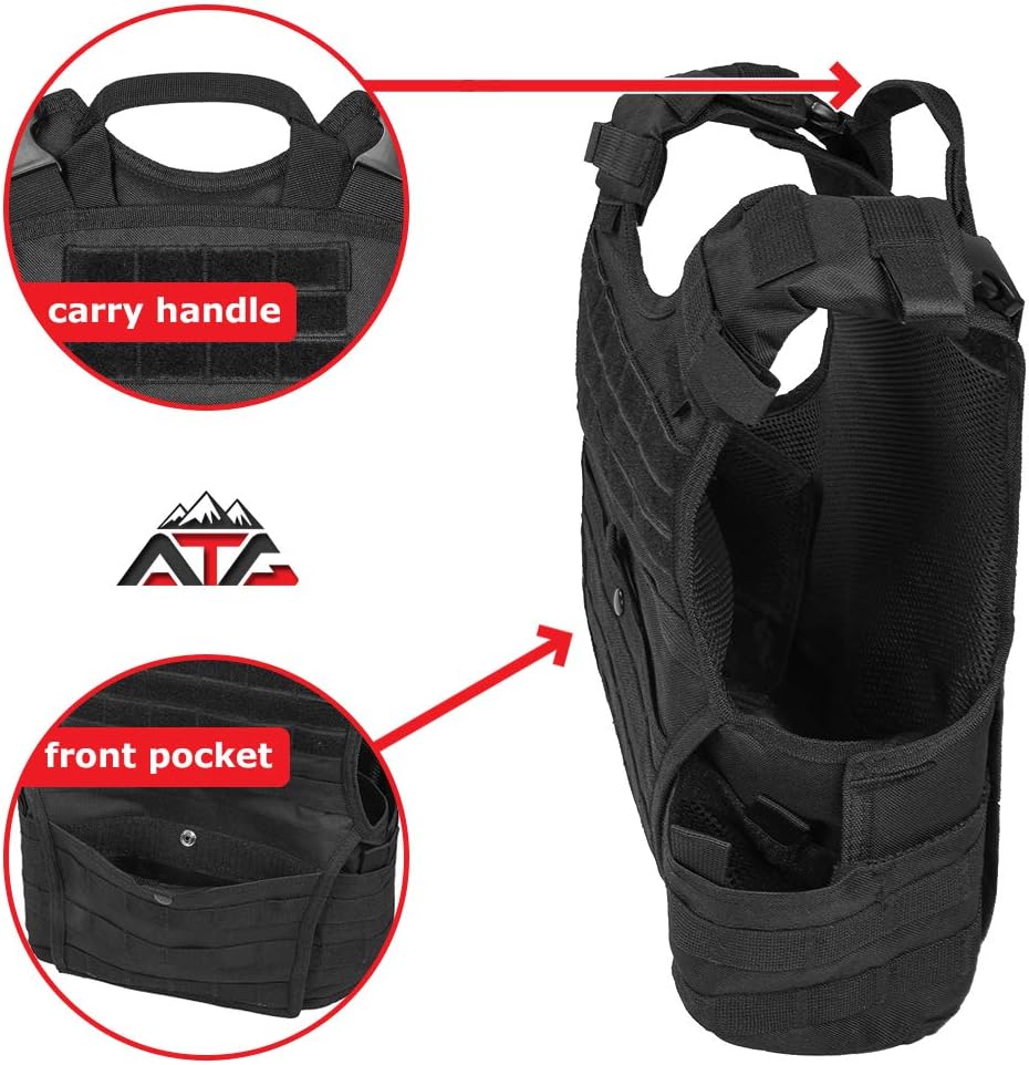 ATG Tactical Expert Vest 11"X14" MOLLE and PALS Fully Adjustable Law Enforcement (Black) : Sports & Outdoors