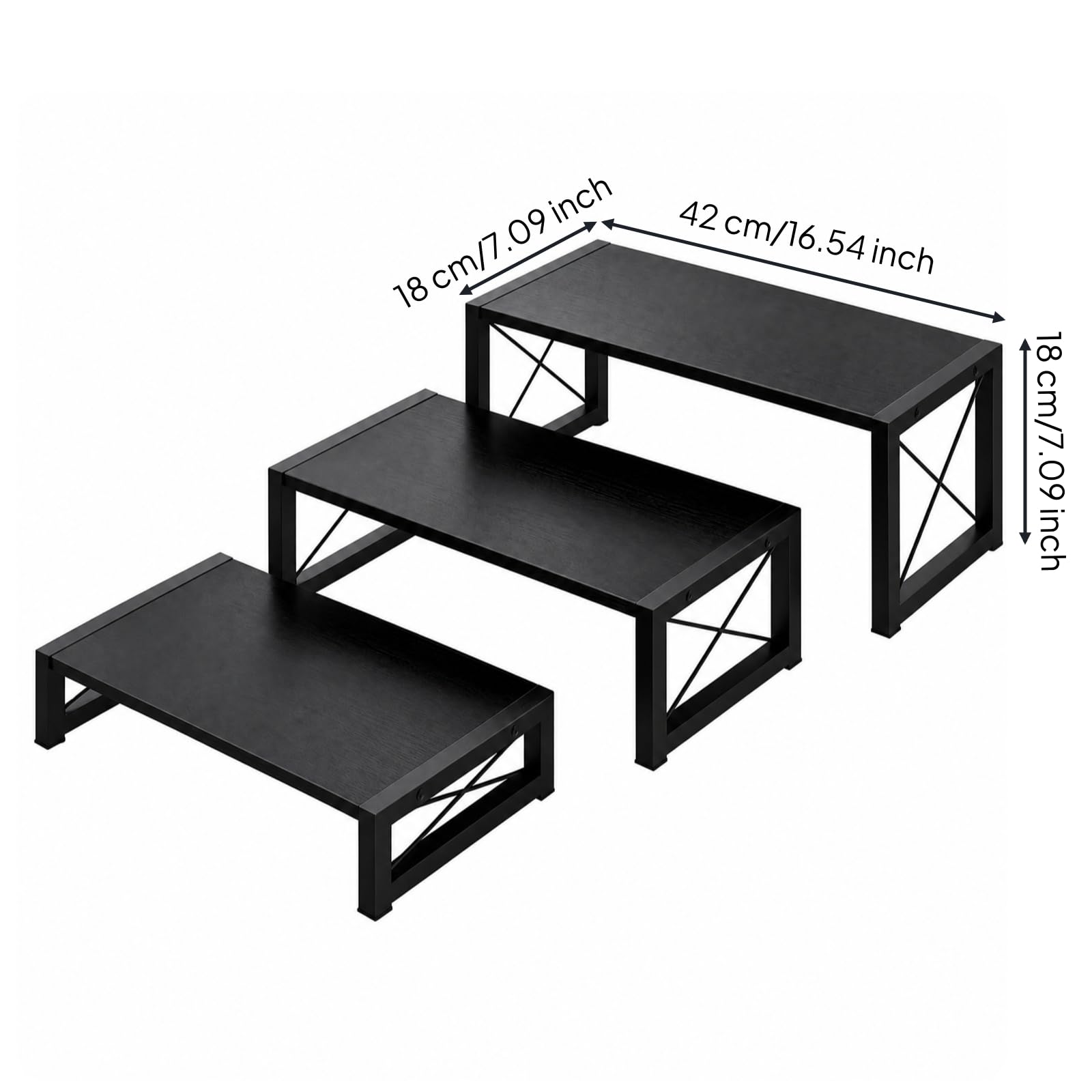 B Baosity Rack Almacenaje con s Tablero Partículas Versátil Expositor con Estructura Metálica Resisn ría para Mesa, Negro