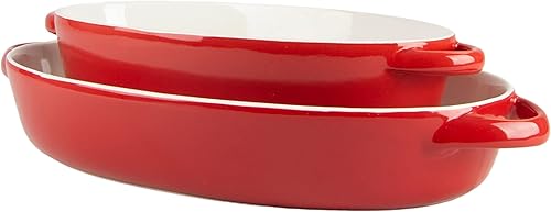 Miniatura 2 de 10 Strawberry Street Sienna Oval - Juego de utensilios para hornear, 13 y 10.5 pulgadas, color rojo