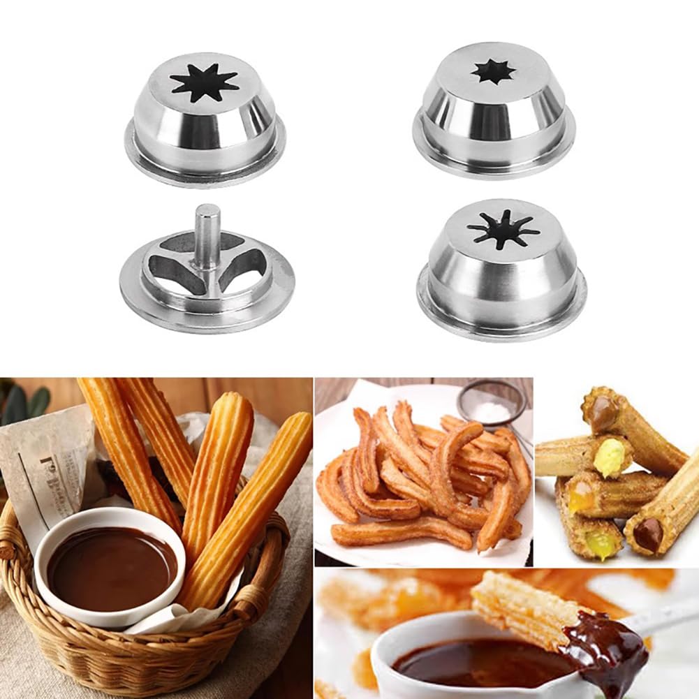 Machine à churros manuelle commerciale avec support, machine à churros à beignets espagnole verticale de 5 L avec 5 types de moules, équipement de collation en acier inoxydable pour un usage