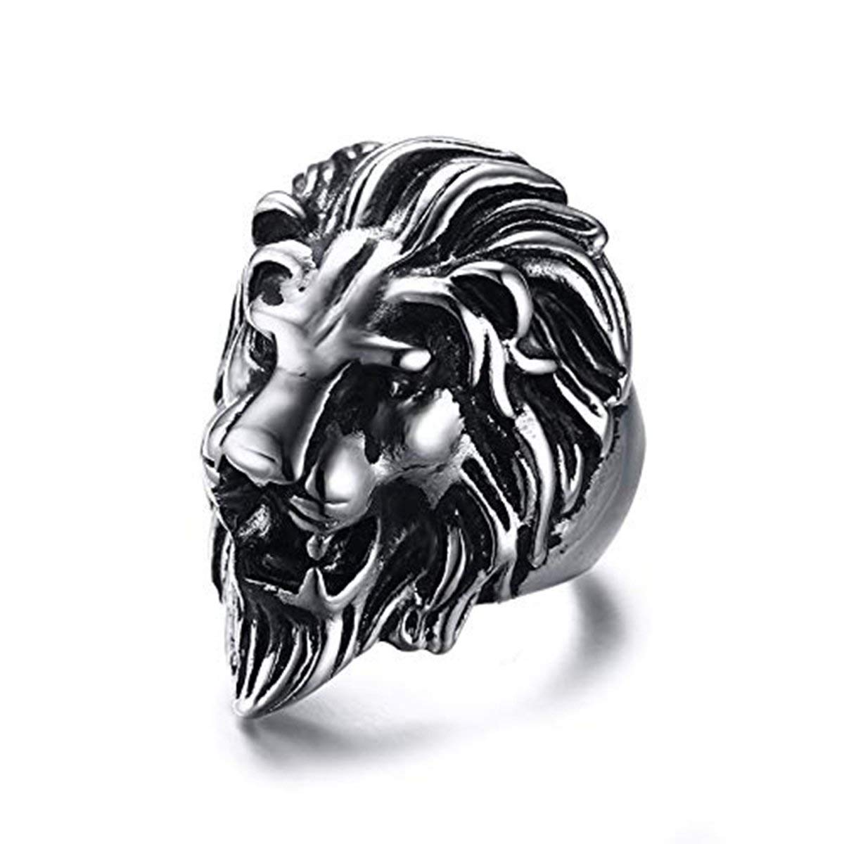 Zivom® Stylish Gothic Punk Biker Antique Retro Vintage Oxidise Silver Stainless Steel Lion Head Ring (B0855D7W58) Amazon Price History, Amazon Price Tracker