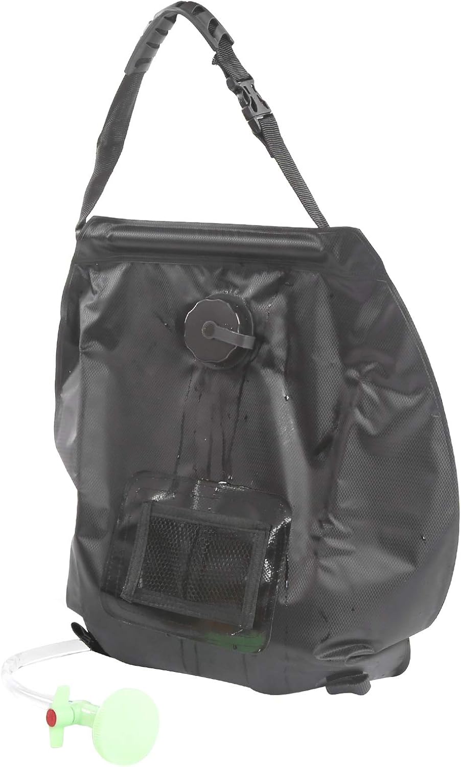 Outdoor Solar Power Shower Bag 20L Portable Sun Heated Bath Bag with Shower Head for Camping Backpacking Boating PVC Black 50x47cm
