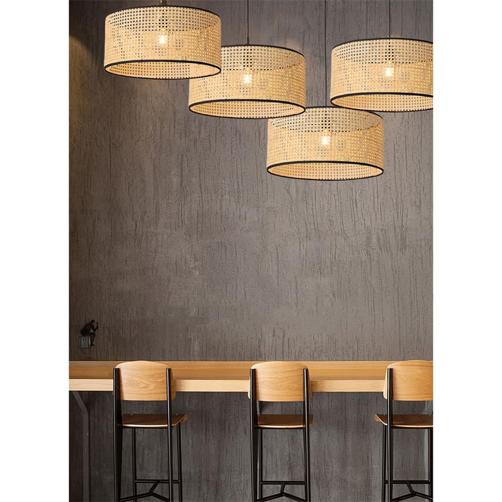 Lampadario A Nido D'uccello, Luci da Soffitto Sospese Intrecciate A Mano Lampadario in Rattan di bambù Bohémien Moderno Paralume in Vimini da Fattoria da 17,7" per Ristoranti