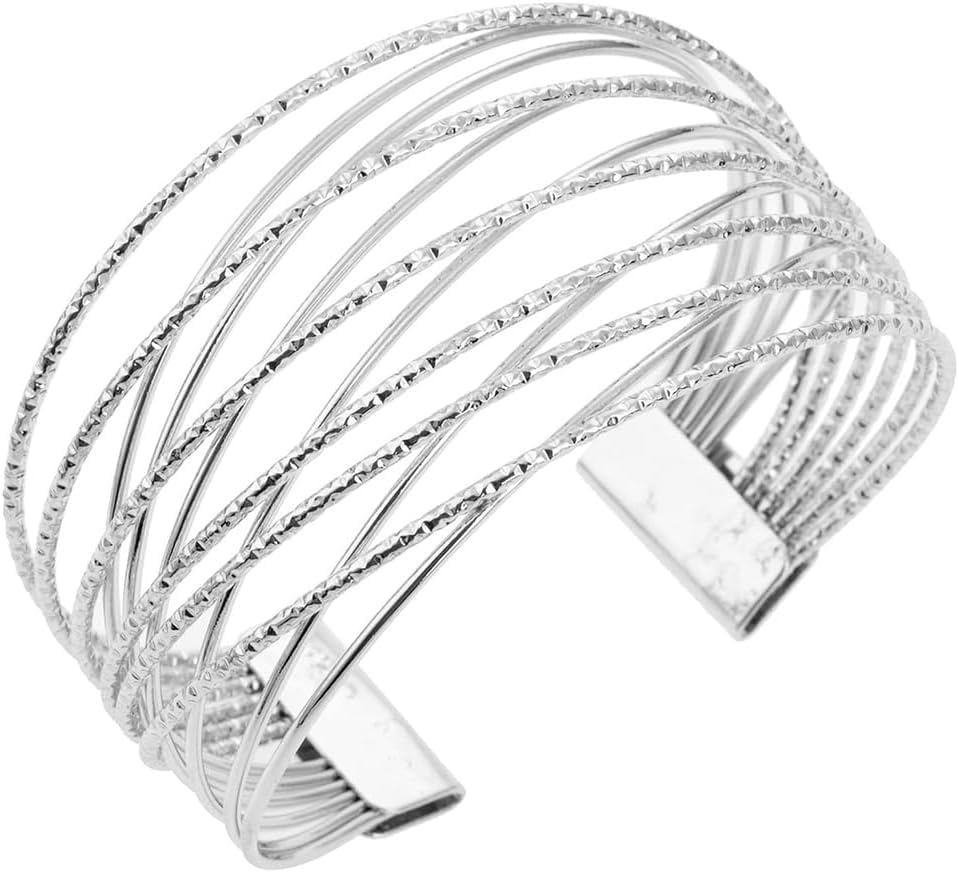 TTPSRY Bracelet Femme Manchette Ouvert Réglable Punk Bracelet Tressé Manchette Croix Ligne Enveloppée Bracelet de Mariée Mariage Bracelets Plaqué or...