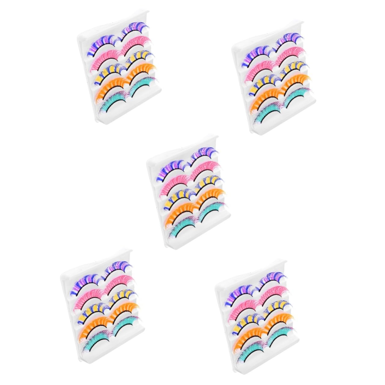 Beavorty 25 Paires Faux Cils Colorés Kit De Faux Cils Faux Vaporeux En Grappe Colorés Oeil De Chat Moelleux Ailés Bouclés Russes Imitation Naturel Russie