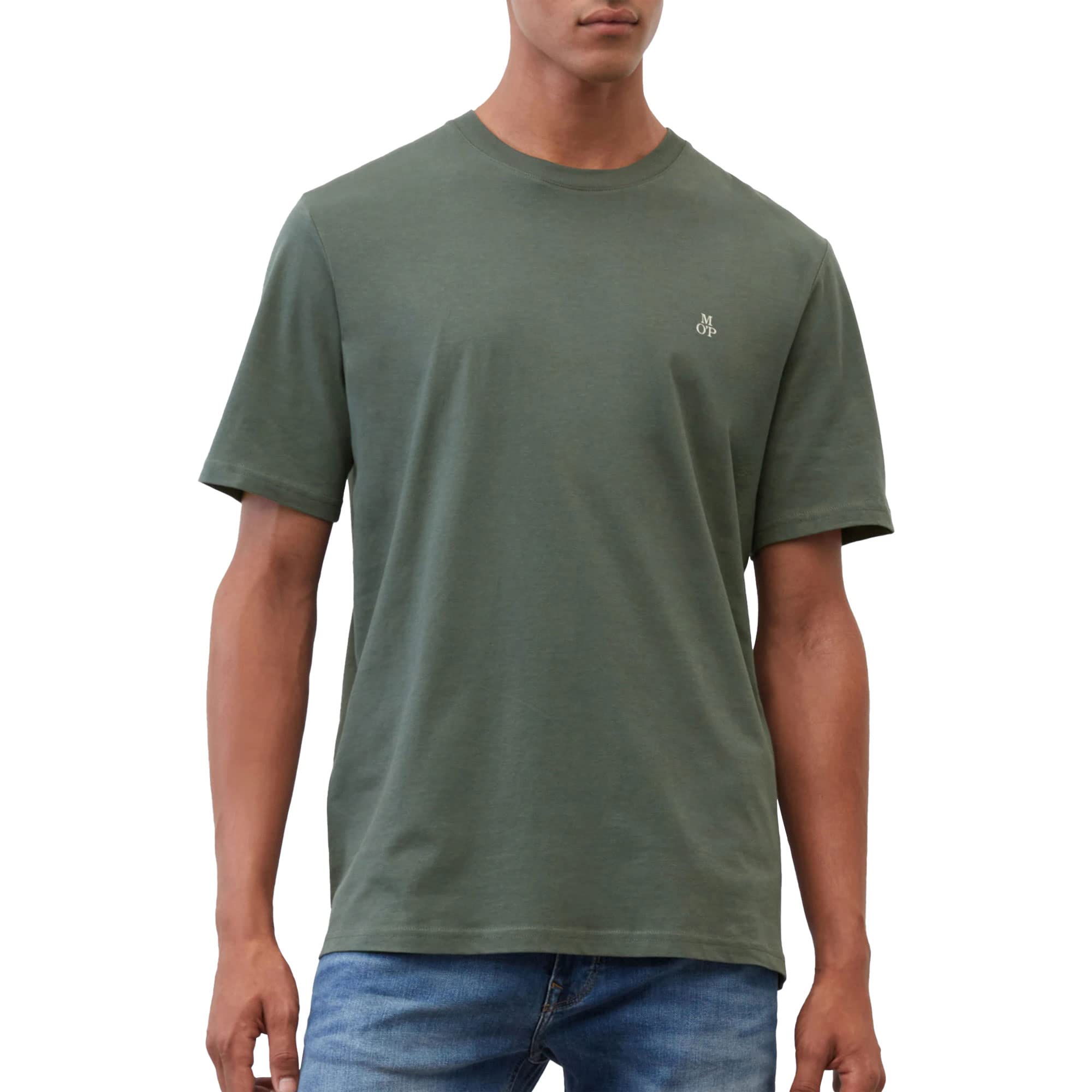 Marc O'Polo Herren 51556 Herren T-Shirt mit Rundhals-Ausschnitt, bequemes Oberteil aus Bio Baumwolle, klassisches Kurzarmshirt für Herren (1er Pack)