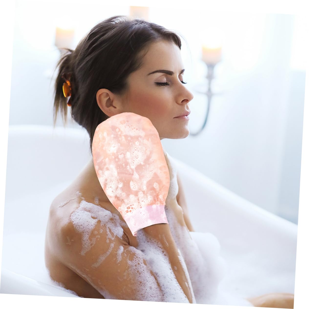 FOMIYES 10 Piezas toalla de barro guantes de limpieza guante de fregar manopla exfoliante suave toallita de baño herramienta guantes de baño toalla de baño Seda rosa