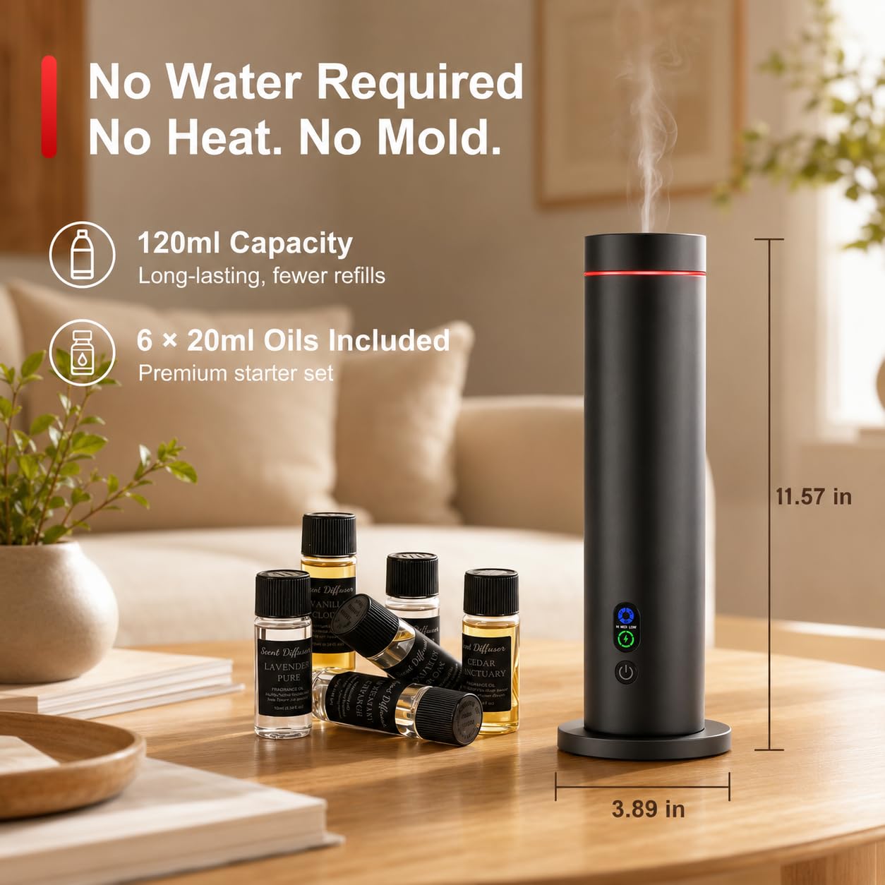 Maromalife Difusor sin agua, cobertura de 1000 pies cuadrados, difusor de aceite esencial con control remoto, modo de niebla ajustable, difusor de aromaterapia con luces de estado de ánimo, color