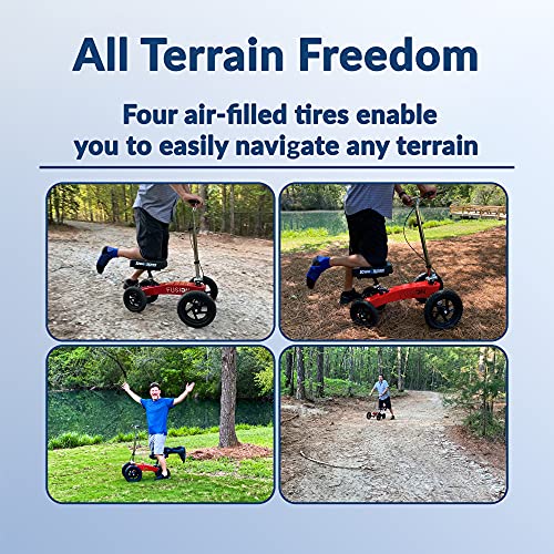Kneerover All Terrain Fusion Knee Scooter Patent Pending Crutch Alternative With 4 Wheel Steering (Torch Red) #TOP3