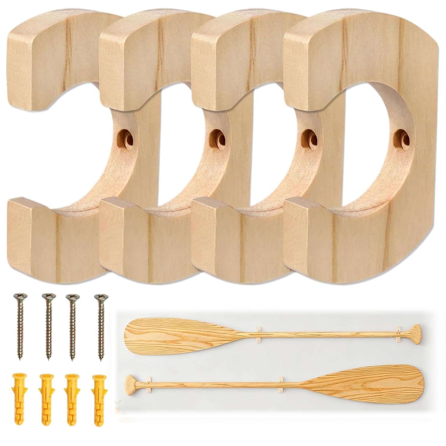 MEISO 4 supporti da parete per pagaia kayak canoa legno canottaggio