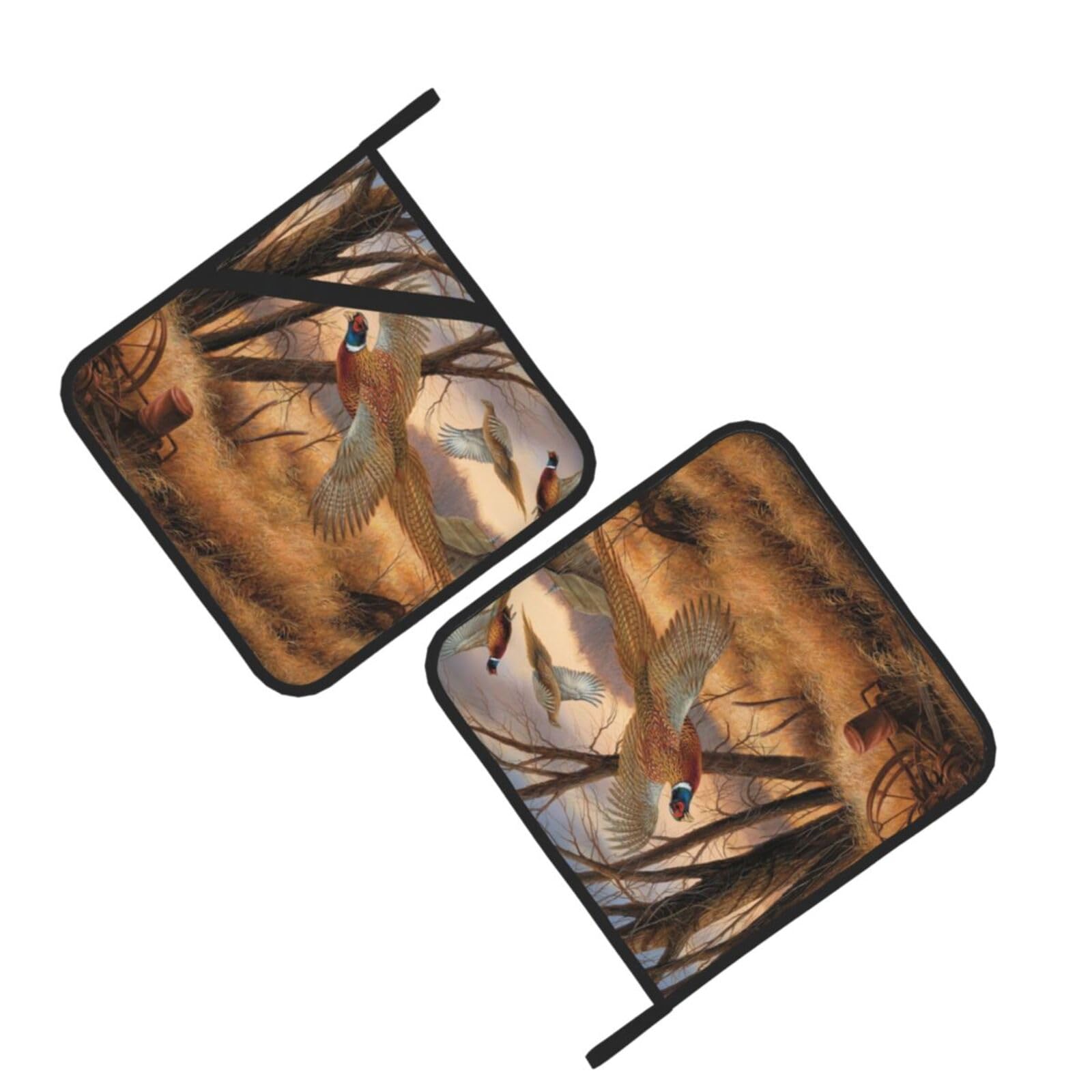 pheasant hunting Printed Oven Pot Holders Set of 2 Pcs Heat Resistant Kitchen Microwave Potholders for Cooking Baking Grilling