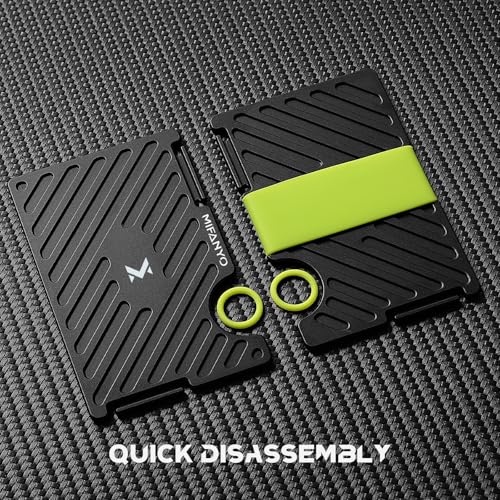 Image of Mens Wallet, Minimalist Metal Card Holder with Cash Strap, Slim RFID Blocking Front Pocket Wallet, Black, LK-02