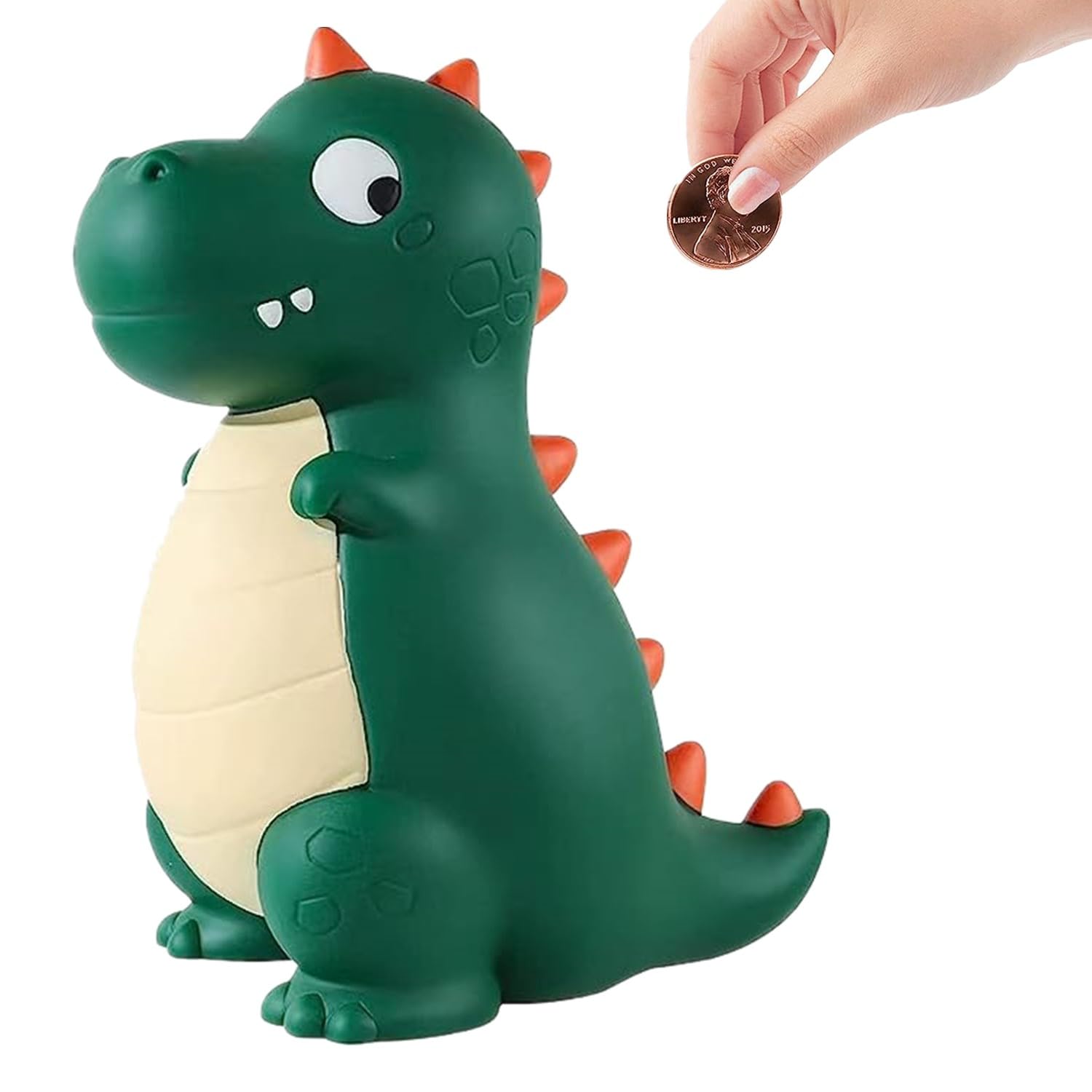 Dinosaur Piggy Bank for Kids, Unbreakable Plastic Money Bank, Cute Kids Piggy Bank for Boys, Best Christmas Birthday Gifts for Boys Girls (Green)