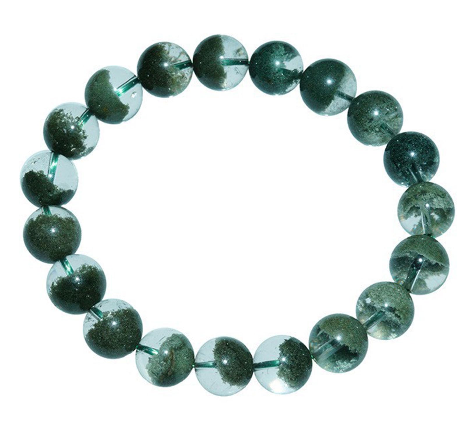 Kristall-Stretch-Armband, natürliche grüne Phantomquarz-Armbänder, Heilkristalle, Perlen, Edelstein-Armband für Frauen und Männer, Schmuck, Reiki-Meditation,14mm