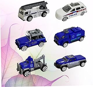 FELTECHELECTR 6pcs Set police car toy alloy car toy creative car toy cartoon car toy no battery car toy safe toy
