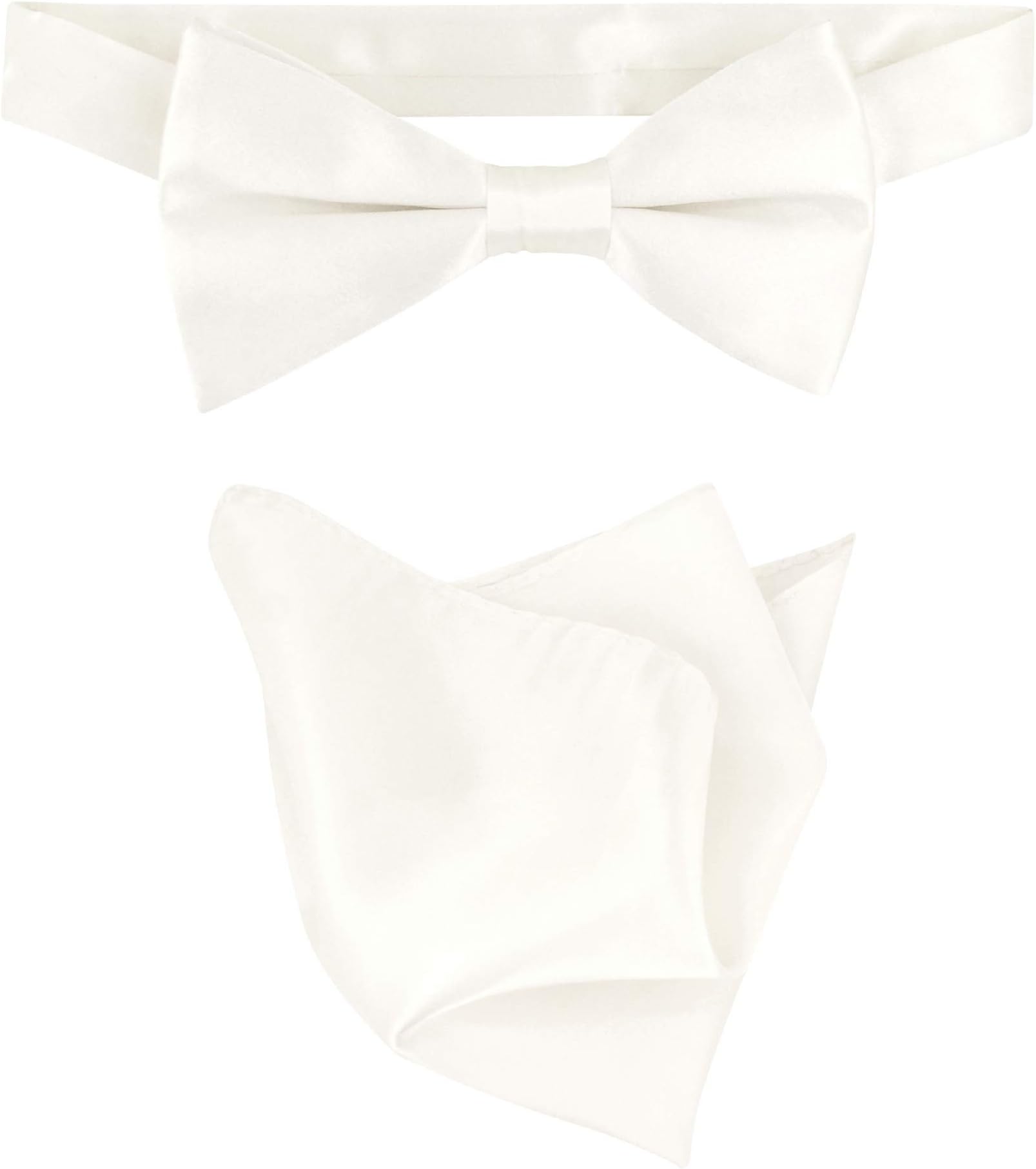 Biagio 100% Silk BowTie Solid Off-White Ivory Color Mens Bow Tie & Handkerchief, Off-white Ivory, One size