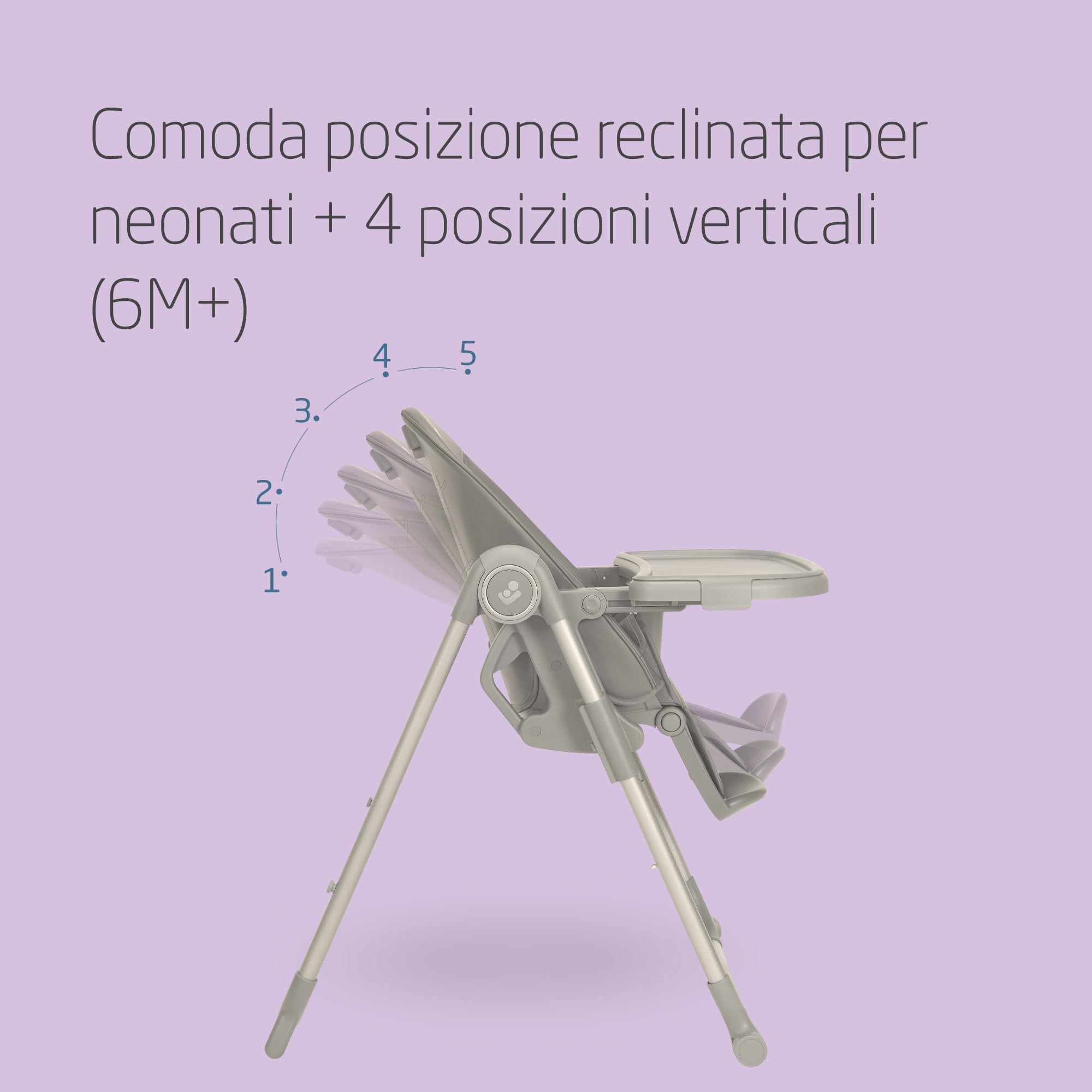 Maxi-Cosi Ava2,Seggiolone Pappa 0-3 Anni (Fino a 15 kg), Seggiolone Pieghevole Compatto, Leggero (9,45 kg), 5 Reclinazioni e 6 Altezze, Vassoio Rimovibile Con Una Mano, 2 Ruote, Elegance Beige