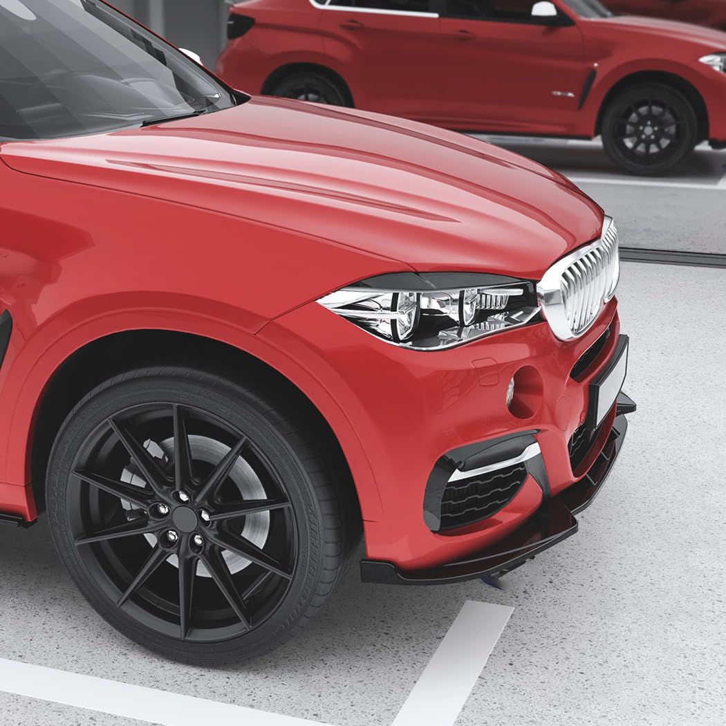 Coche Alerón Delantero para BMW X6 F16 M Sport 2015-2019, Alerón Divisor para Parachoques Delantero Anti Colisión Spoiler Delantero Protección para el Borde del Mentón,A Black
