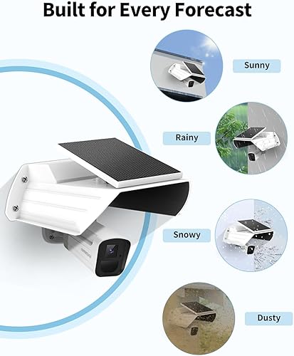 Miniatura 5 de Cubierta de cámara de seguridad para exteriores con panel solar – Protector impermeable contra el sol/la lluvia y protector de reflejos para cámaras