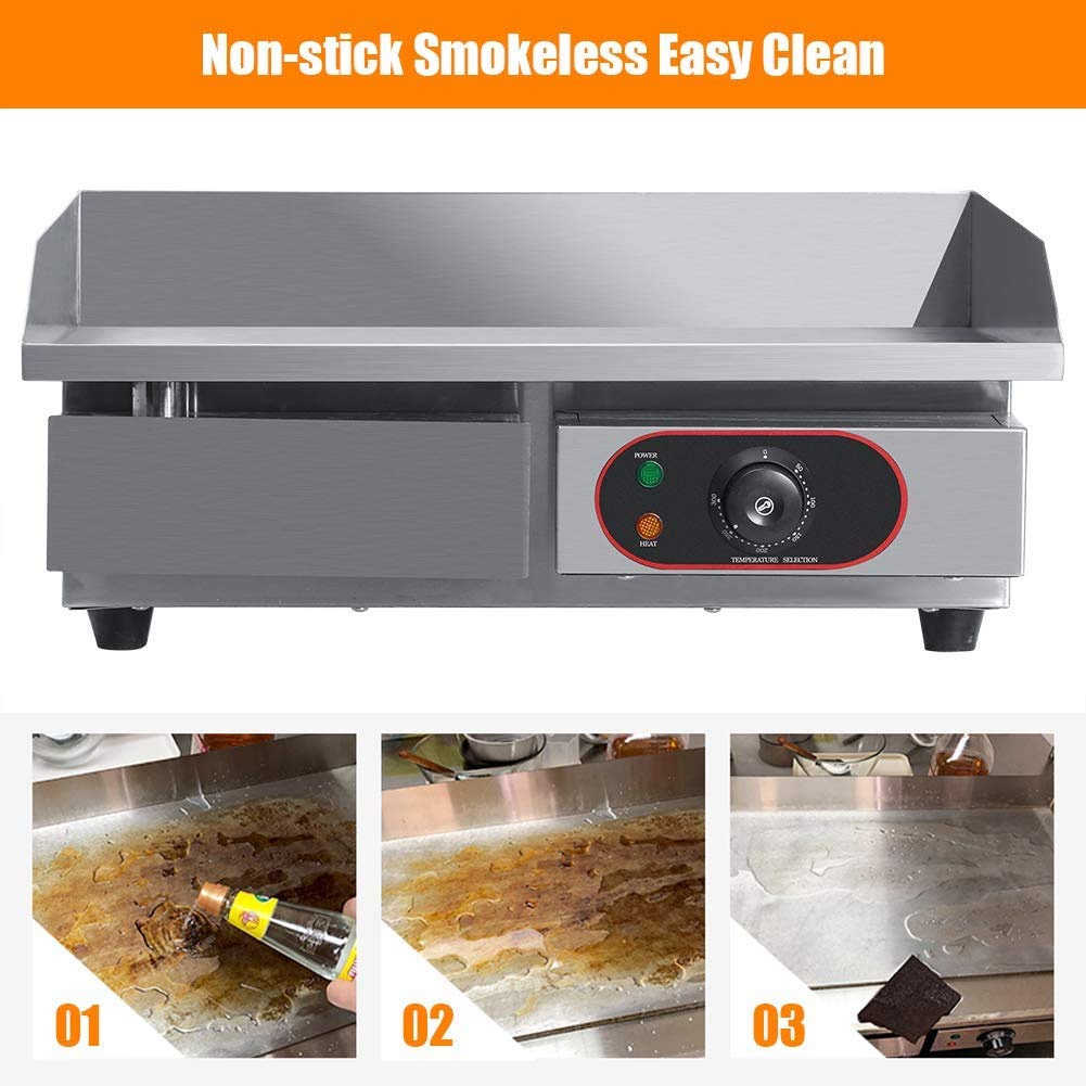 Electric Griddles, Large Electric Griddle Hot Cooking Plate, Commercial Stainless Steel