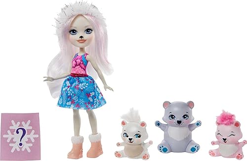 Miniatura 3 de Enchantimals Pristina - Juego de juguetes familiares, muñeca pequeña de oso polar (6 pulgadas) con 3 figuras de animales, gran juguete para niños de