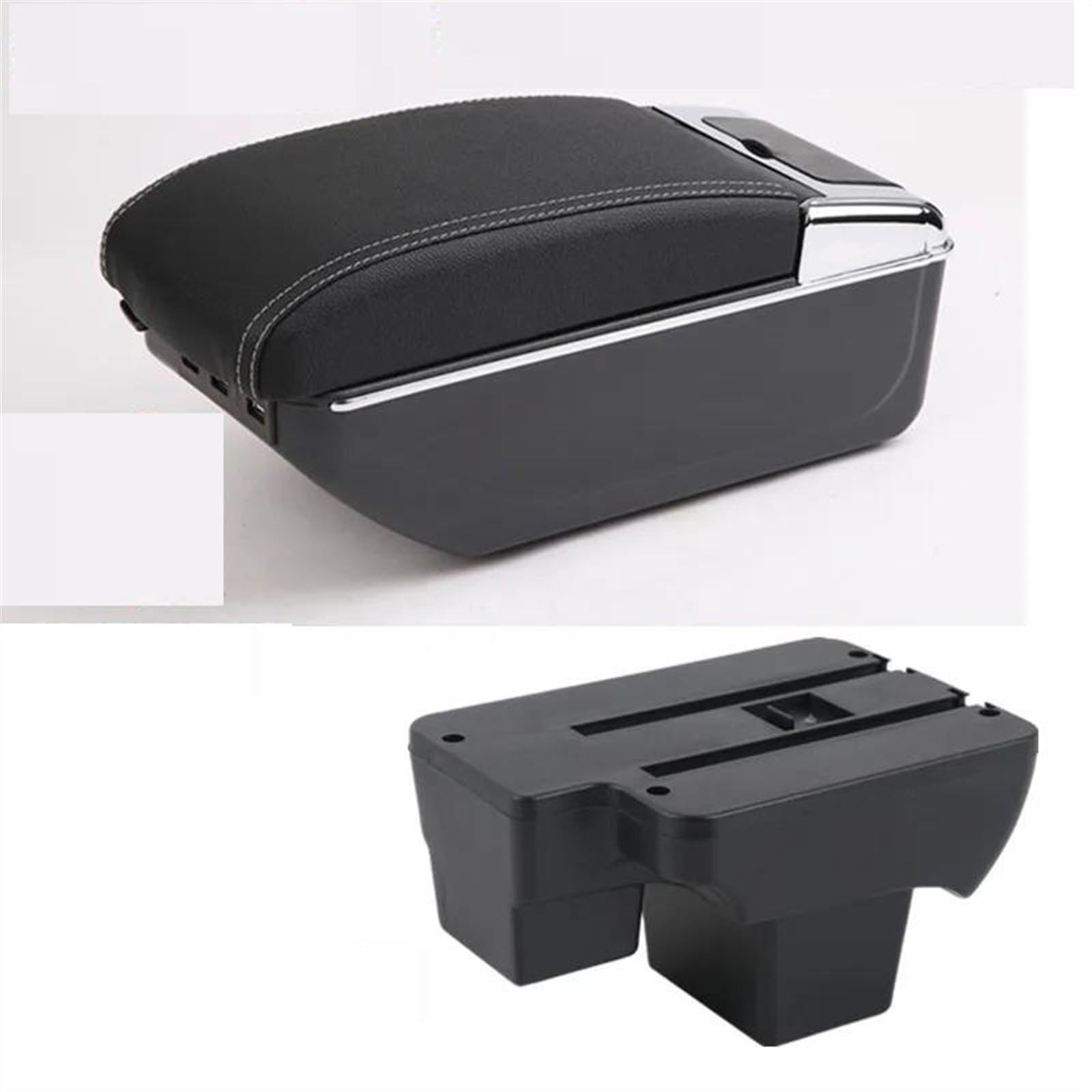 NOHEEU Car Armrest Box Dedicated Retrofit 2019-2024 Storage Parts Accessories For Polo(D3 style white line)