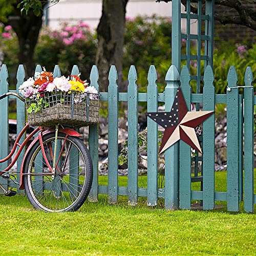 Patriotic-Metal-Barn-Star-Outdoor-Indoor-Hanging-Wall-Decor-Star-Ornaments-12inch Patriotic Metal Barn Star Outdoor Indoor Hanging Wall Decor Star Ornaments 12inch