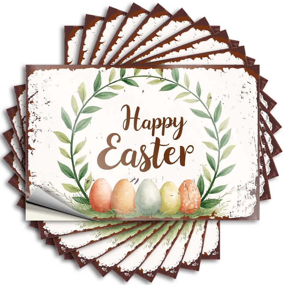 Fzfn Men's Colour Happy Easter: Colorful Eggs And Greenery Wreath Badass Summer - Decals Bottle Removable Vinyl Decal(12X18cm)