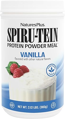 NaturesPlus SPIRU-TEIN, Vainilla, 2.12 libras, paquete de 3 proteínas de espirulina en polvo, vitaminas y minerales para energía, vegetariano, sin