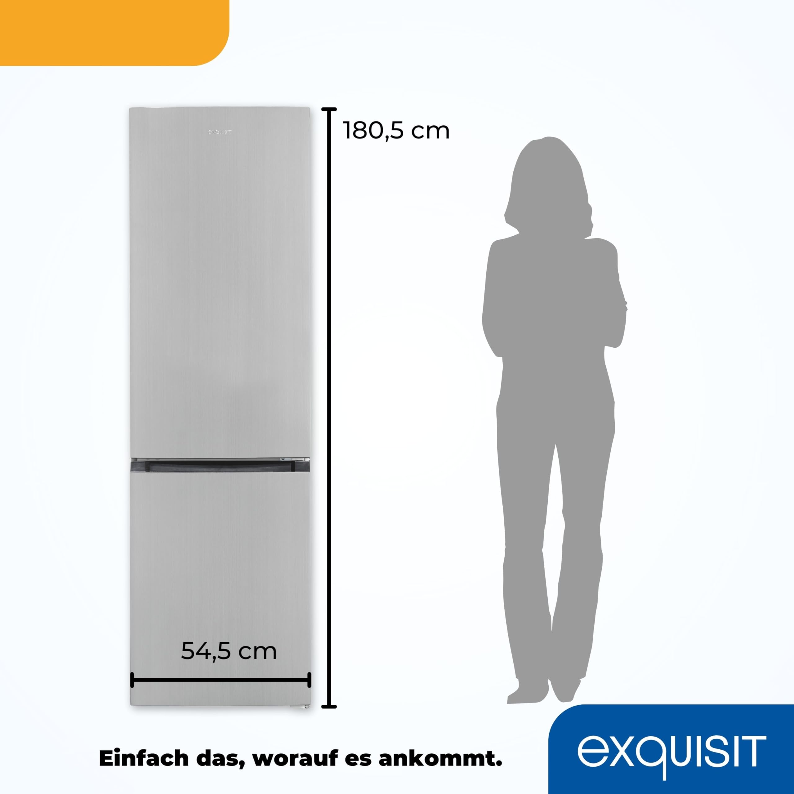 Exquisit Kühl-Gefrierkombination No-Frost 253 L, Inox, Klasse C