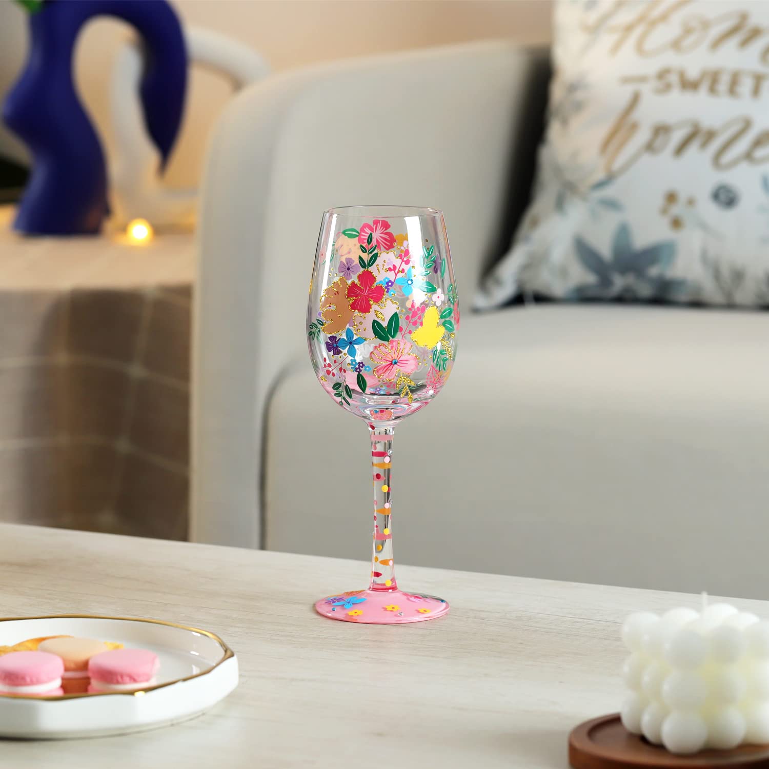 Hand Painted Wildflower Wine Glasses - Personalized Gift -8 Hand Painted Wildflower Wine Glasses - Personalized Gift -8