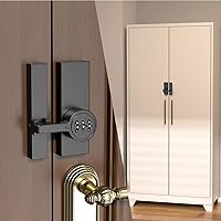 Vista 3 de 2 Paquetes de Cerradura de Puerta de Granero Negra de 180 Grados, Contraseña de 3 Dígitos Sin Llave, Cerradura de Contraseña Mecánica, Pestillo